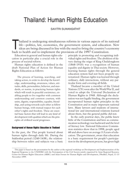 Thailand: Human Rights Education