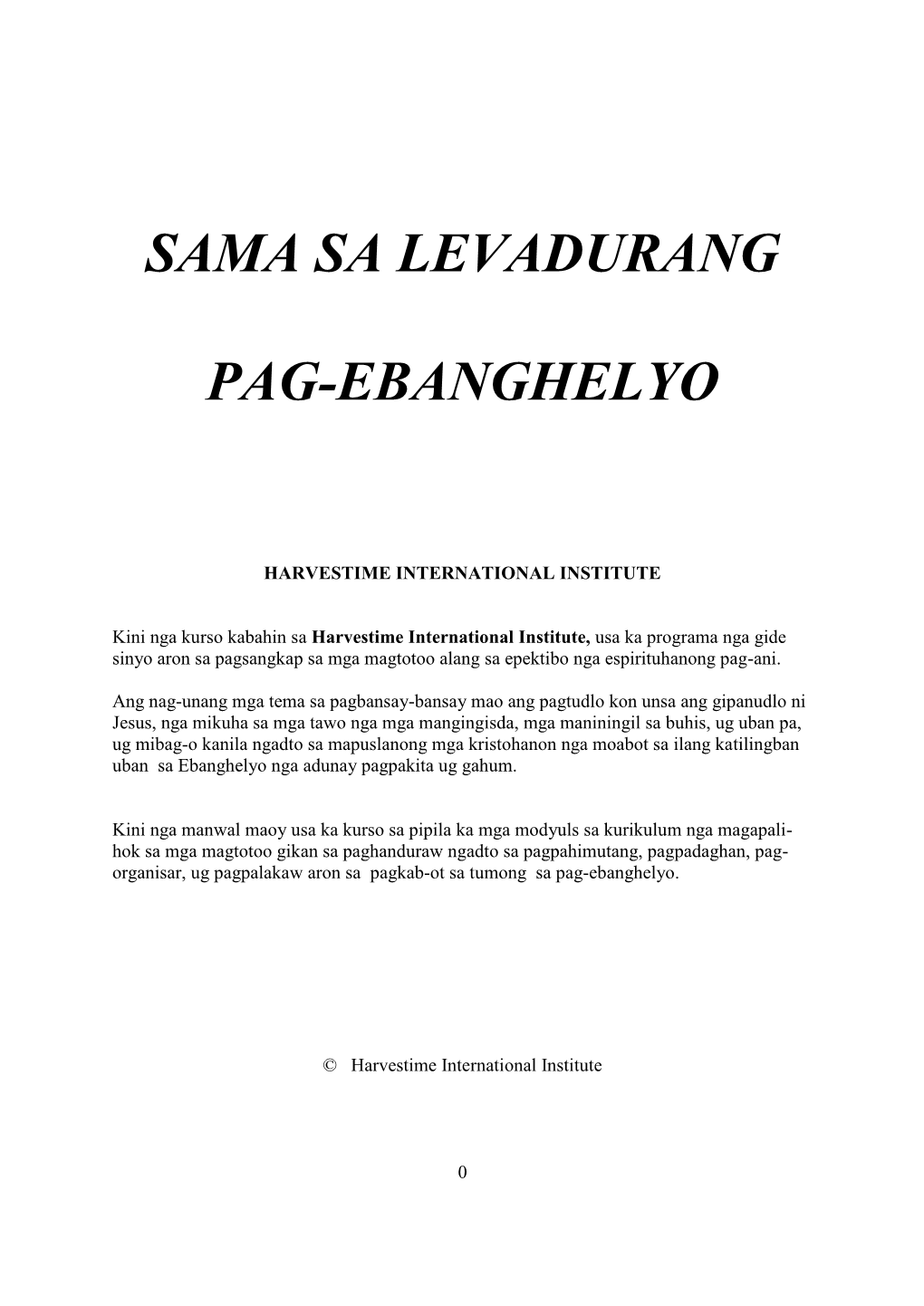 Sama Sa Levadurang Pag-Ebanghelyo