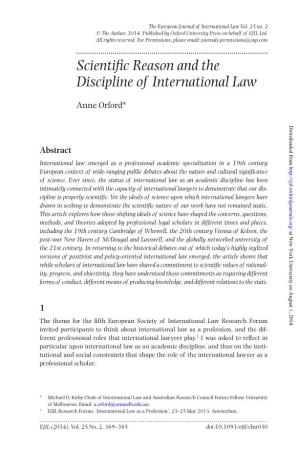 Scientific Reason and the Discipline of International Law