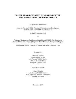 Water Resource Development Under the FWCA