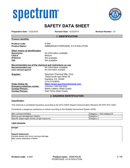 Safety Data Sheet