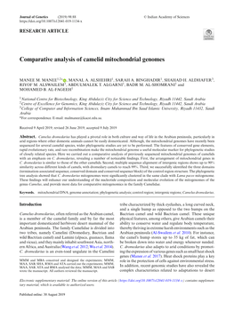Comparative Analysis of Camelid Mitochondrial Genomes
