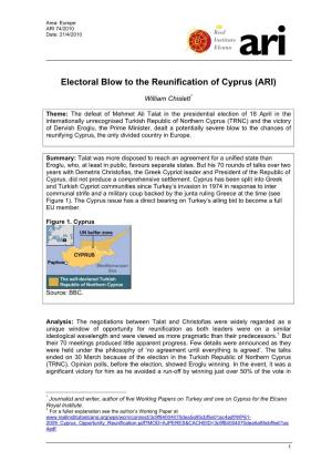 Electoral Blow to the Reunification of Cyprus (ARI)
