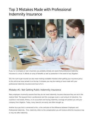 Top 3 Mistakes Made with Professional Indemnity Insurance