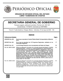 SECRETARIA GENERAL DE GOBIERNO Franqueo Pagado, Públicación Periódica