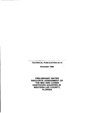 PRELIMINARY WATER RESOURCE ASSESSMENT of the MID and LOWER HAWTHORN AQUIFERS in WESTERN LEE COUNTY, FLORIDA F
