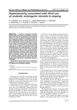 Hepatotoxicity Associated with Illicit Use of Anabolic Androgenic Steroids in Doping