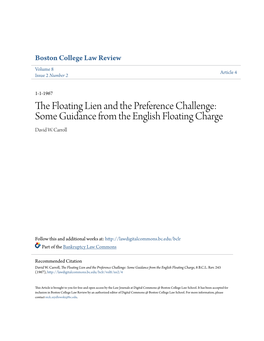 The Floating Lien and the Preference Challenge: Some Guidance from the English Floating Charge, 8 B.C.L