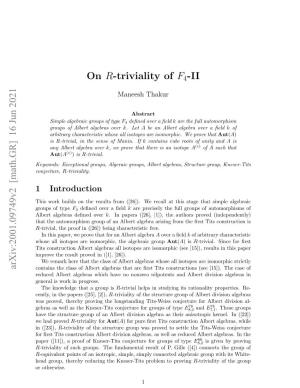 Arxiv:2001.09749V2 [Math.GR] 16 Jun 2021 on R-Triviality of F 4-II