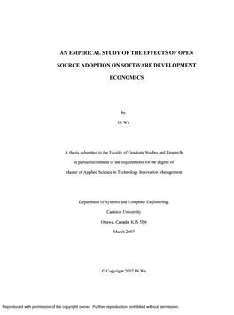 An Empirical Study of the Effects of Open Source