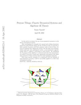 Penrose Tilings, Chaotic Dynamical Systems and Algebraic K-Theory