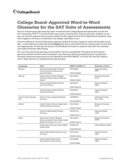 College Board-Approved Word-To-Word Glossaries