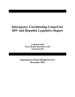 Interagency Coordinating Council for HIV and Hepatitis Legislative Report