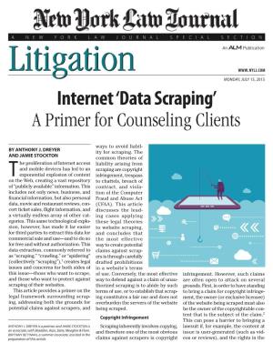 Data Scraping’ a Primer for Counseling Clients