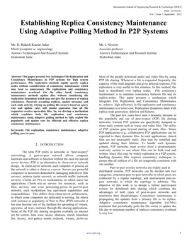 Establishing Replica Consistency Maintenance Using Adaptive Polling Method in P2P Systems