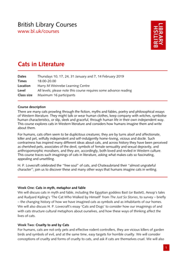 British Library Courses Cats in Literature