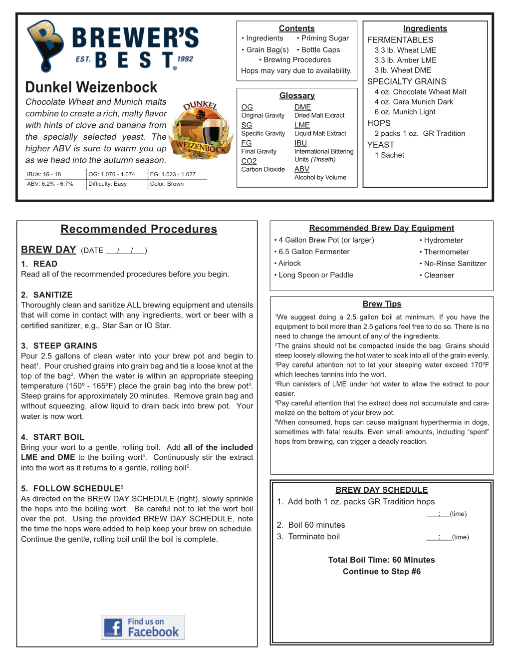 Dunkel Weizenbock Glossary 4 Oz