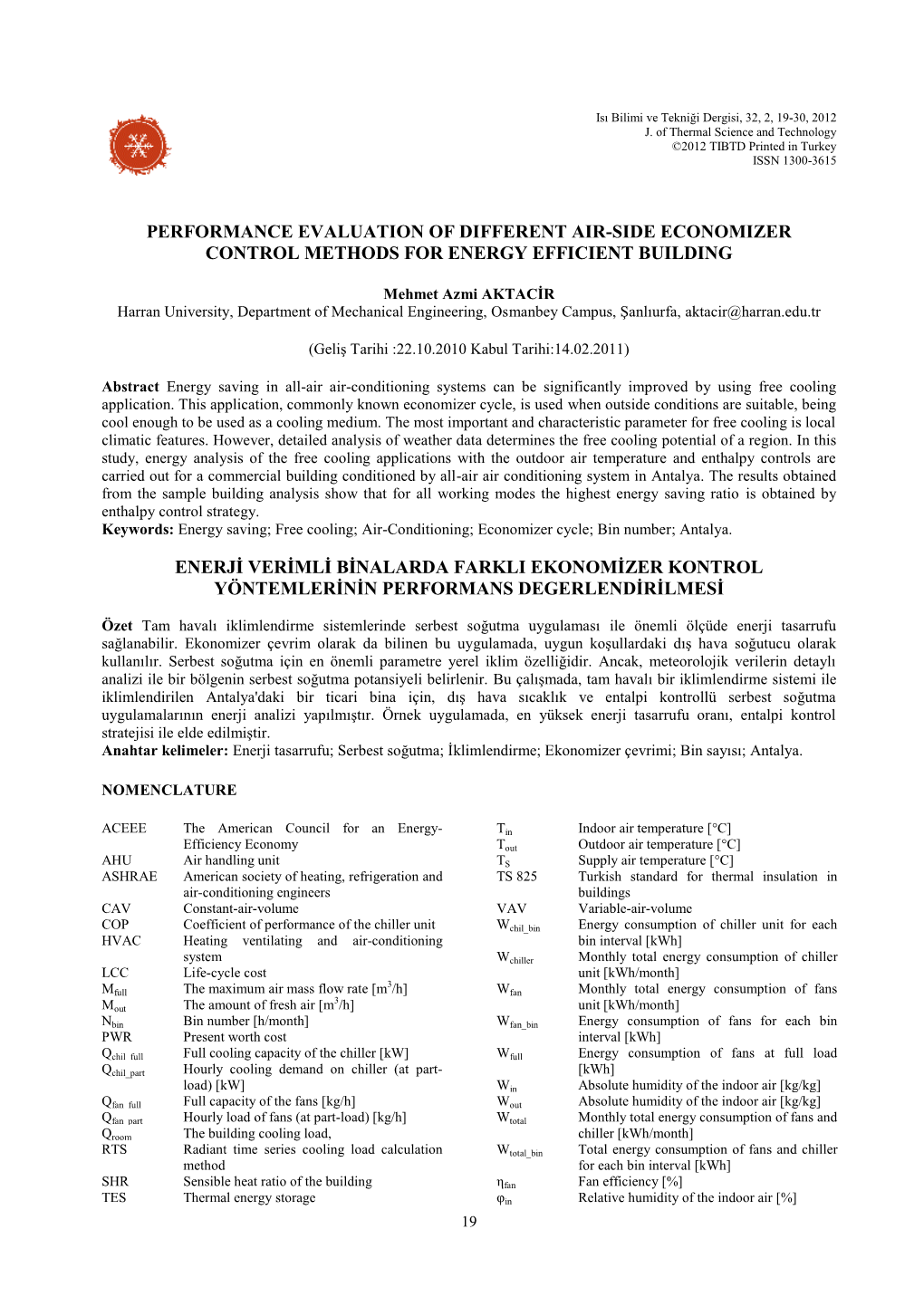 Comparison of Temperature and Enthalpy Controlled Economizer Cycle for All-Air Air-Conditioning Systems in the Mediterranean