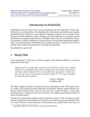 Introduction to Probability 1 Monty Hall