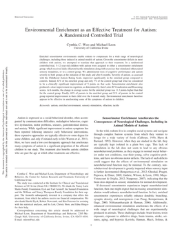 Environmental Enrichment As an Effective Treatment for Autism: a Randomized Controlled Trial
