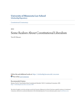 Some Realism About Constitutional Liberalism Toni M