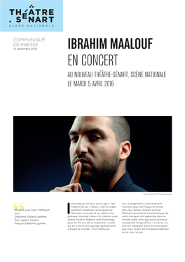 Ibrahim Maalouf En Concert Au Nouveau Théâtre-Sénart, Scène Nationale Le Mardi 5 Avril 2016
