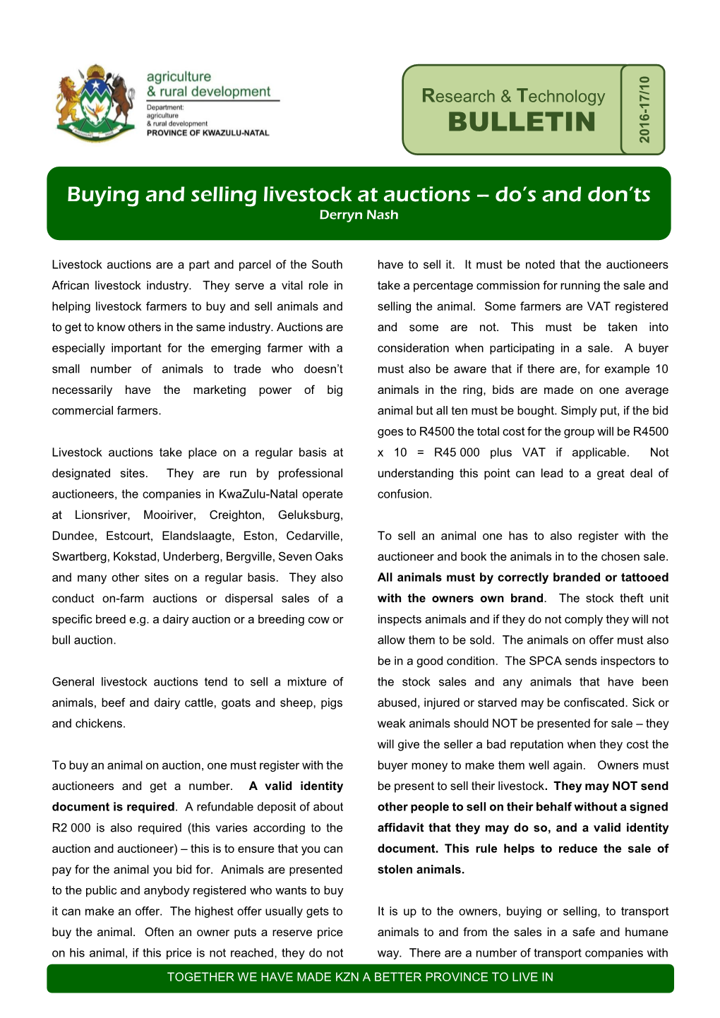Buying and Selling Livestock at Auctions – Do’S and Don’Ts Derryn Nash