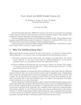 User's Guide for SDDS Toolkit Version