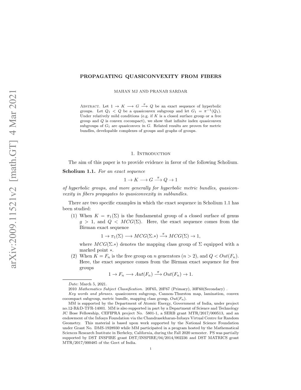 Arxiv:2009.11521V2 [Math.GT] 4 Mar 2021