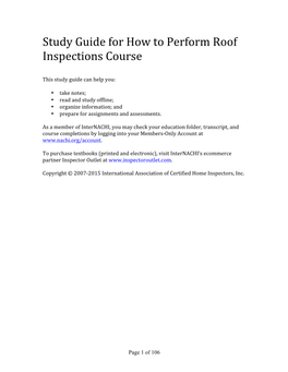Study Guide for How to Perform Roof Inspections Course