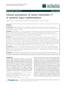 Clinical Associations of Serum Interleukin-17 in Systemic Lupus