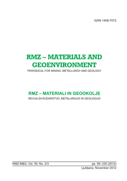 Materiali in Geookolje Revija Za Rudarstvo, Metalurgijo in Geologijo