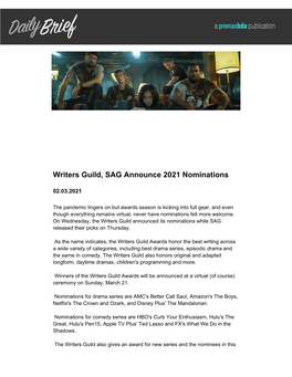 Writers Guild, SAG Announce 2021 Nominations
