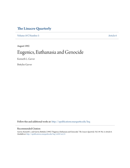 Eugenics, Euthanasia and Genocide Kenneth L