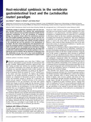 Host-Microbial Symbiosis in the Vertebrate Gastrointestinal Tract and the Lactobacillus Reuteri Paradigm