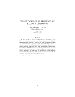 The Invariance of the Index of Elliptic Operators