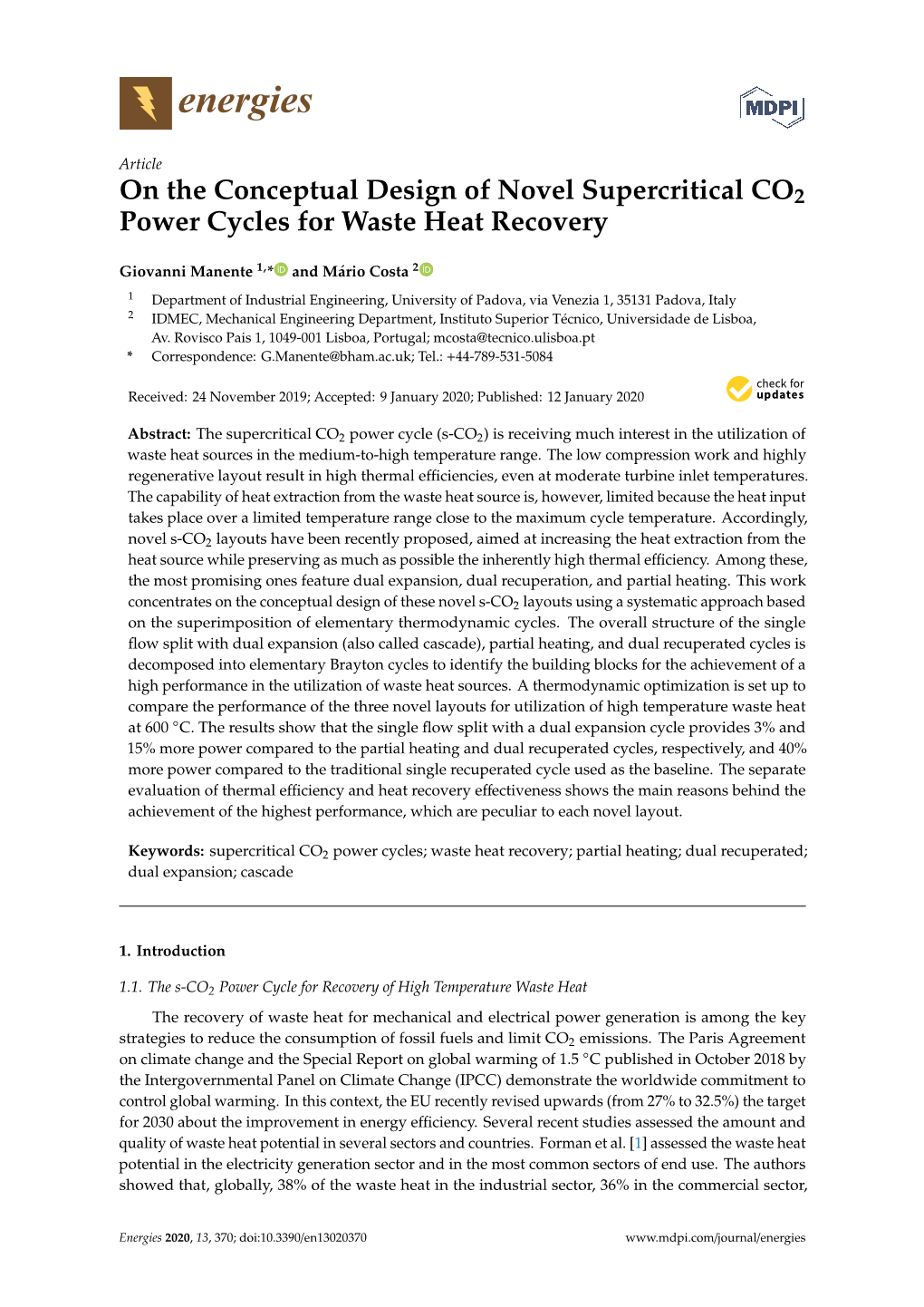 On the Conceptual Design of Novel Supercritical CO2 Power Cycles for Waste Heat Recovery