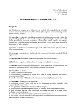 Veriora Valla Arengukava Aastateks 2015 – 2020