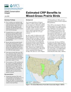Conservation Insight—Estimated CRP Benefits to Mixed-Grass Prairie Birds