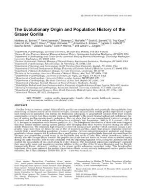 The Evolutionary Origin and Population History of the Grauer Gorilla