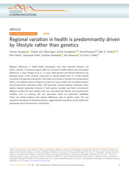 Regional Variation in Health Is Predominantly Driven by Lifestyle Rather Than Genetics