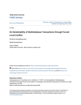 On Serializability of Multidatabase Transactions Through Forced Local Conflict