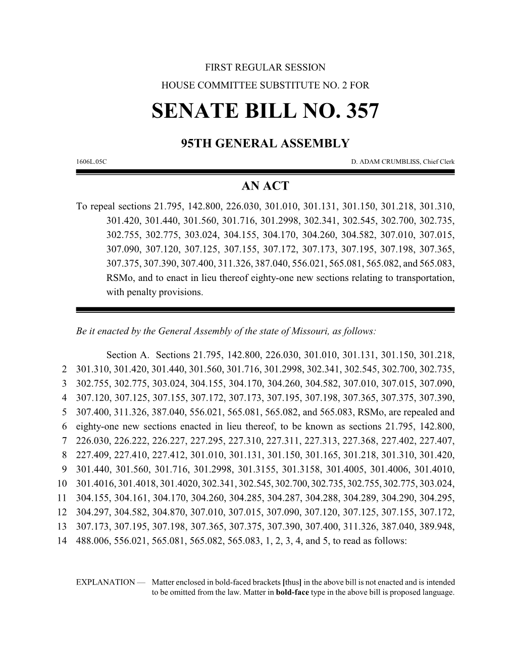 Senate Bill No. 357