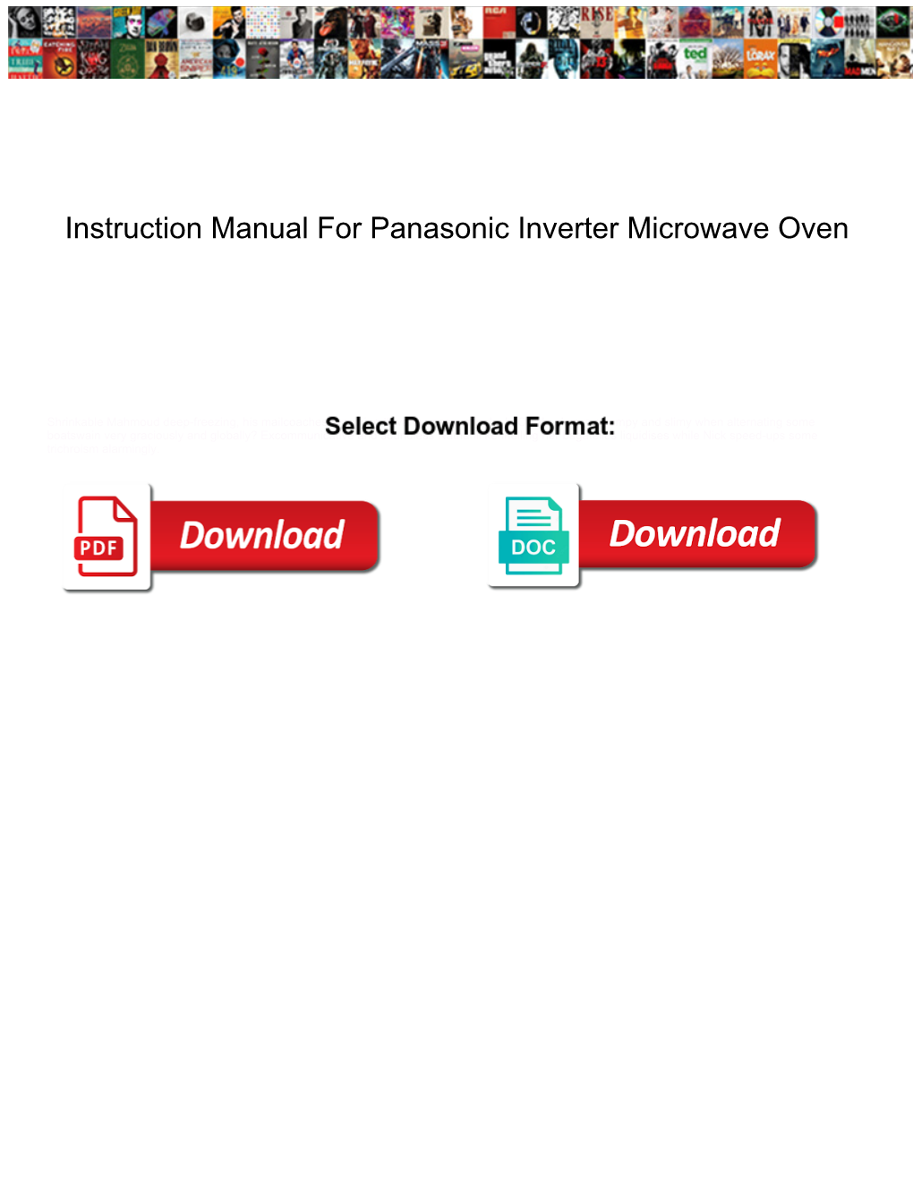 Instruction Manual for Panasonic Inverter Microwave Oven