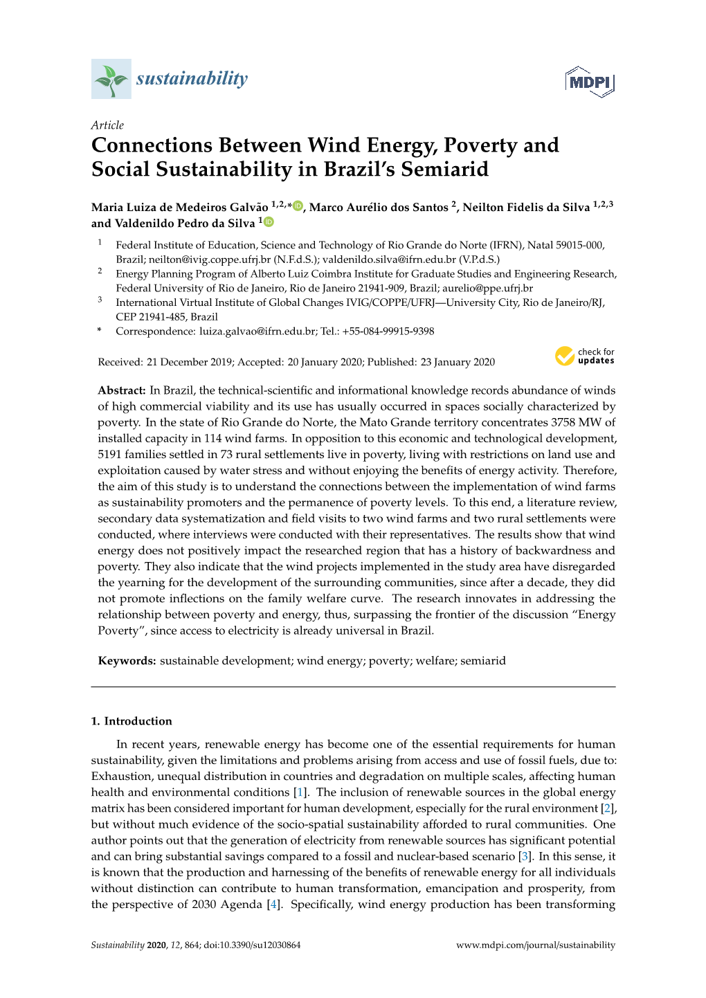 Connections Between Wind Energy, Poverty and Social Sustainability in Brazil’S Semiarid