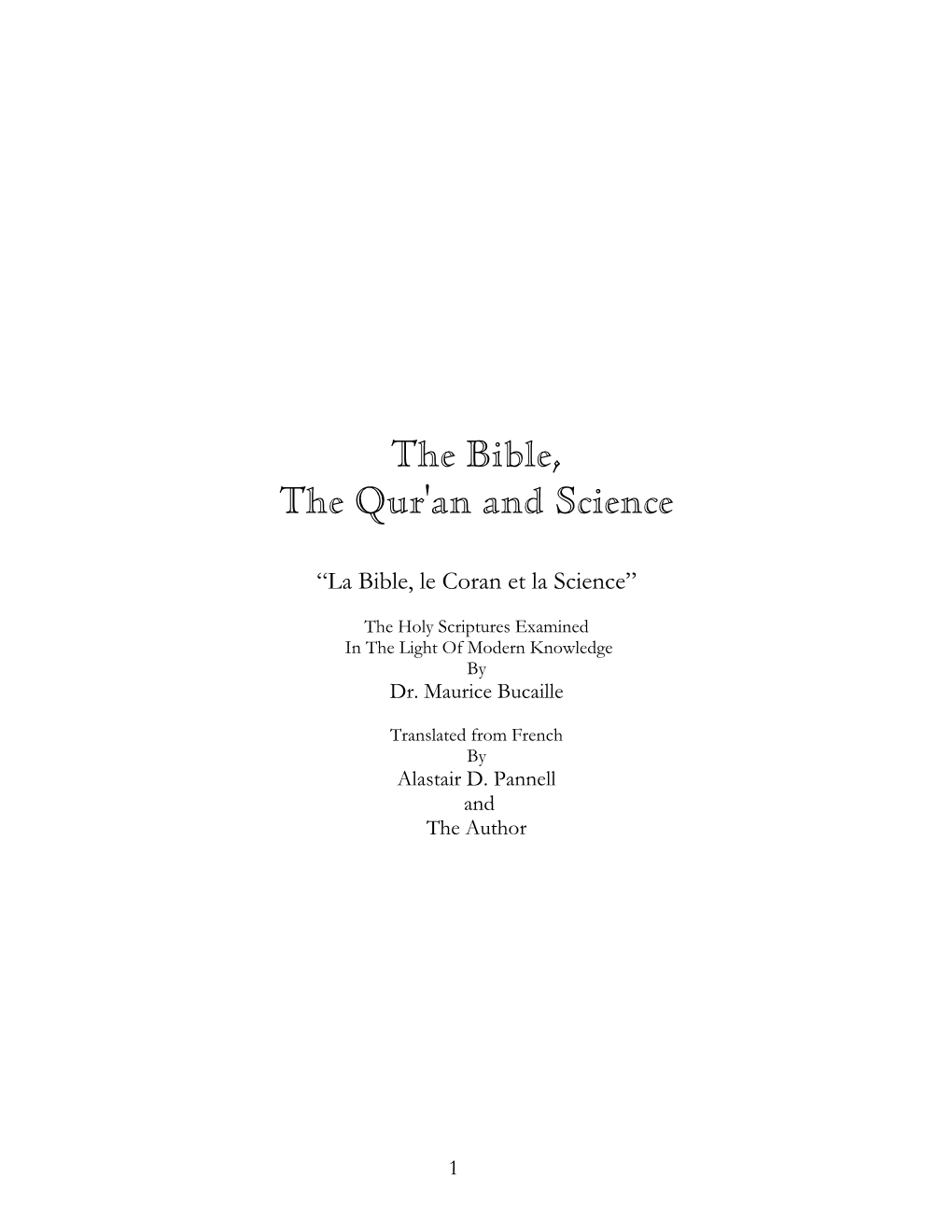 The Bible, the Qur'an and Science