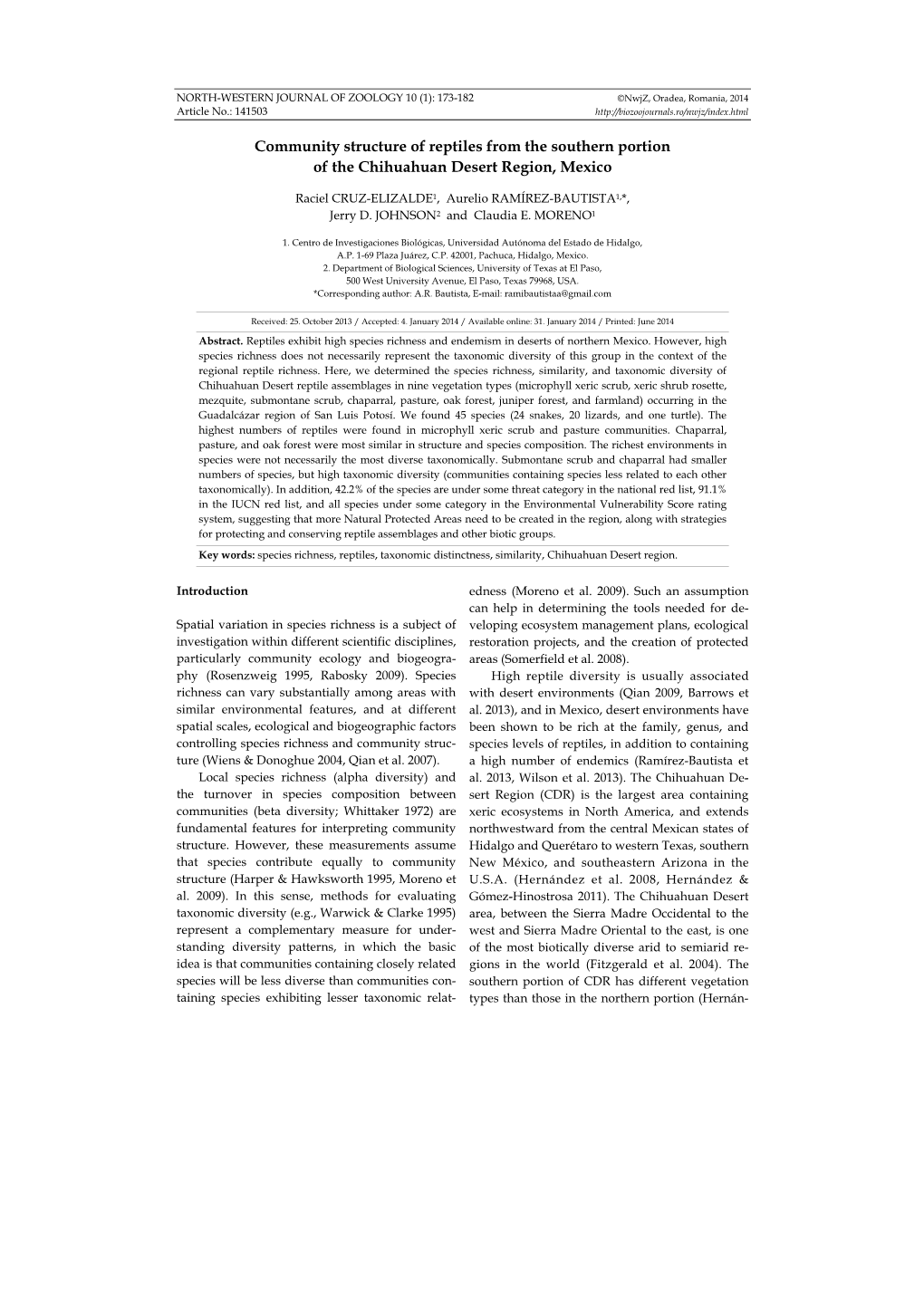 Community Structure of Reptiles from the Southern Portion of the Chihuahuan Desert Region, Mexico