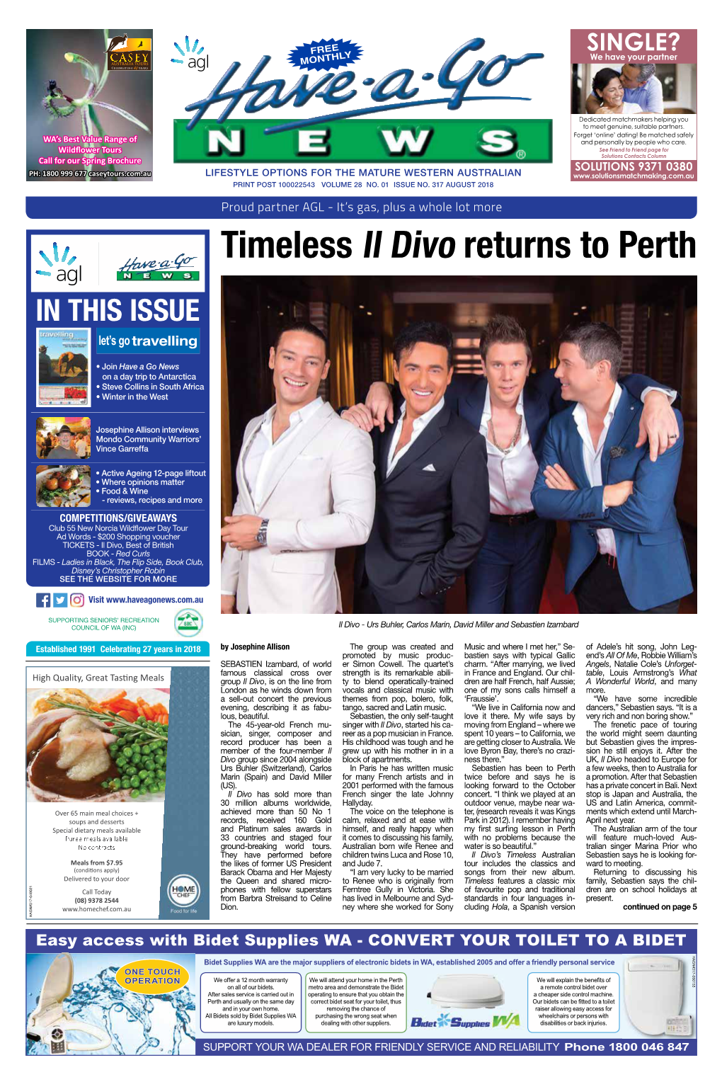 Timeless Il Divo Returns to Perth in THIS ISSUE Let’S Go Travelling