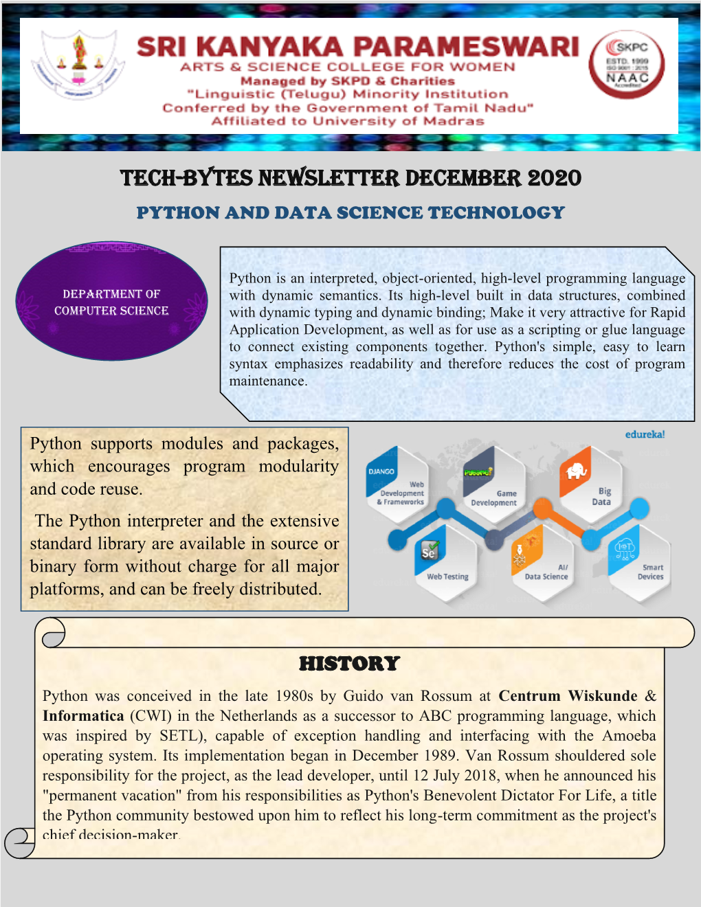 Tech-Bytes Newsletter December 2020 PYTHON and DATA SCIENCE TECHNOLOGY