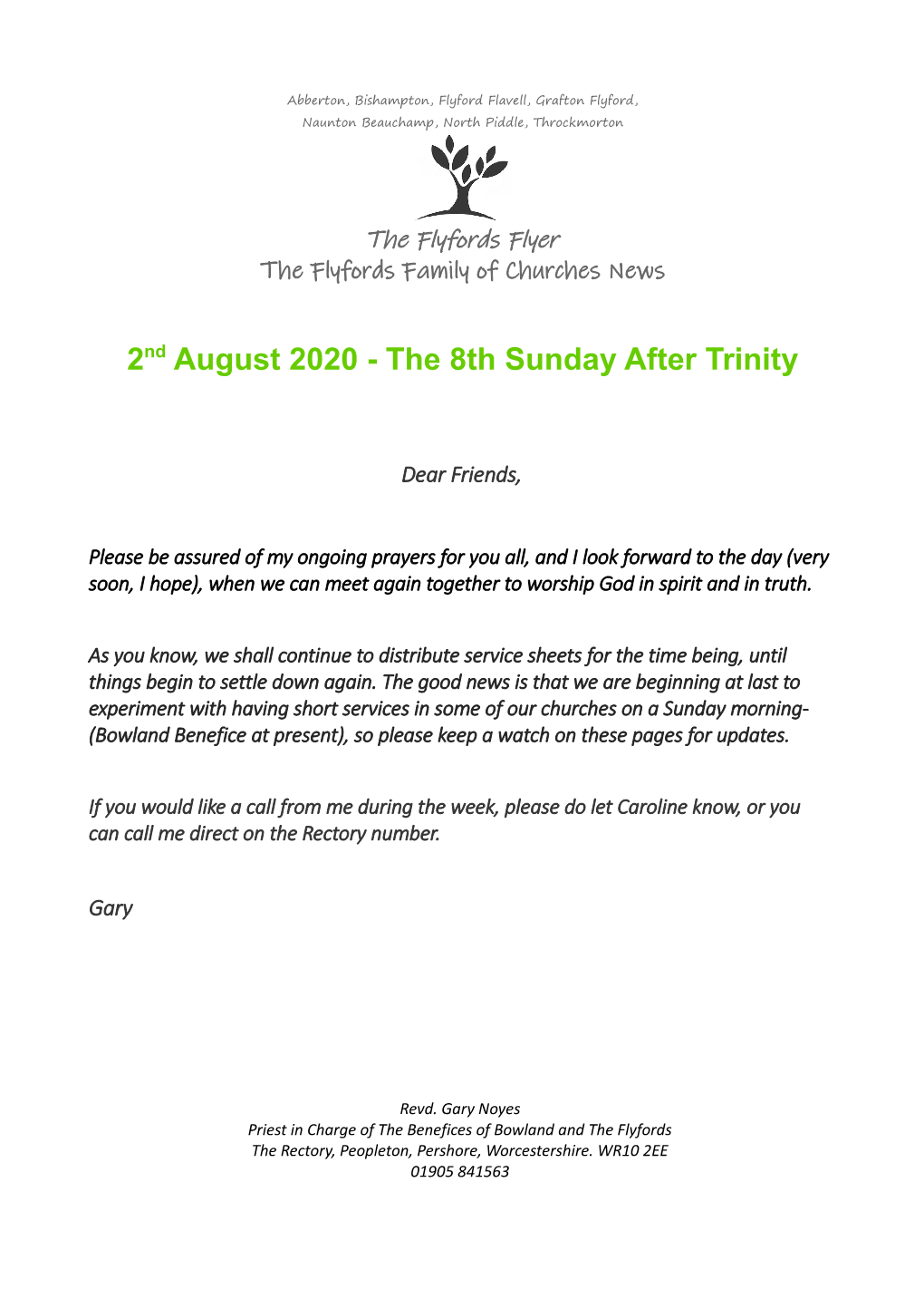 2Nd August 2020 - the 8Th Sunday After Trinity